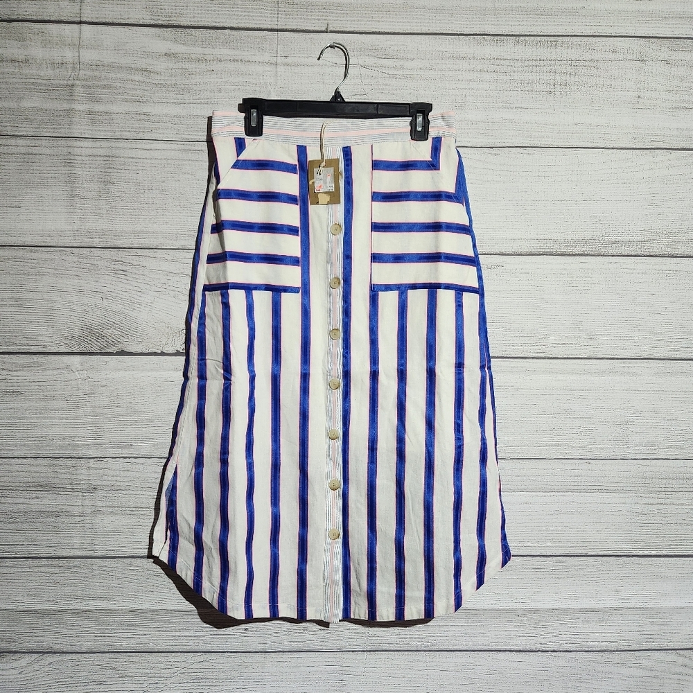Joules Blue and White Striped Skirt